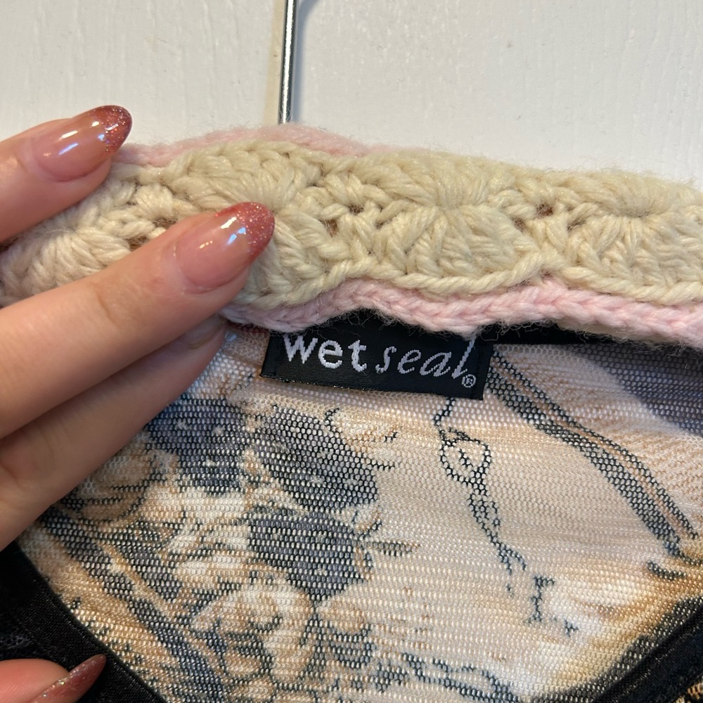 Y2K vintage Wet Seal Floral Mesh Blouse - Picture 7 of 10